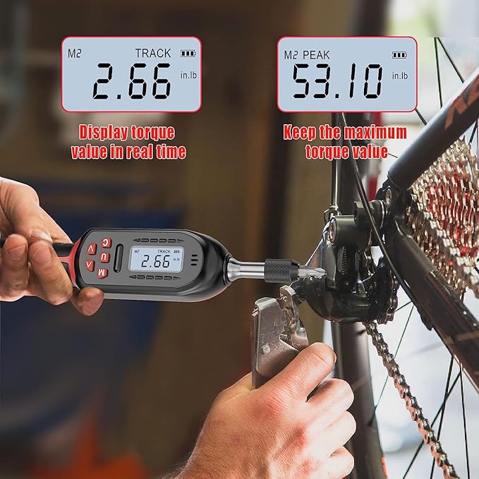 Torque Screwdriver Digital 2.66-53.1 in-lbs/0.3-6 Nm, Adjustable Screwdriver Torque Wrench Set with Buzzer/LED Indicator Notification for Bike Repairing, Tools, Maintenance and Mounting