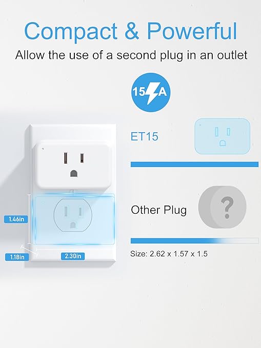 EIGHTREE Mini Smart Plug ๐๐๐๐ณ ๐๐ข-๐
๐ข ๐๐จ๐ฆ๐ฉ๐๐ญ๐ข๐๐ฅ๐ ๐๐๐, ๐๐ป๐ฒ๐ฟ๐ด๐ ๐ ๐ผ๐ป๐ถ๐๐ผ๐ฟ๐ถ๐ป๐ด, Smart Plugs That Compatible with Alexa & Google Home & SmartThings, Remote Control, Timer