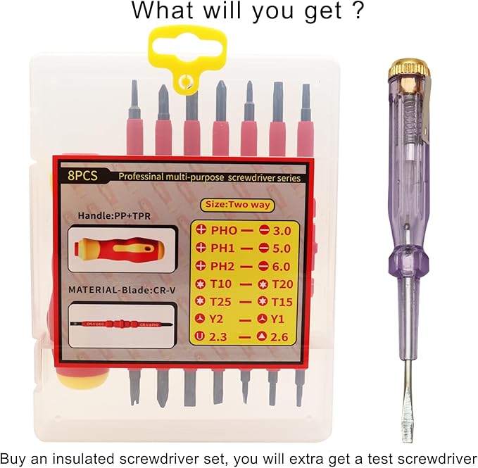 Insulated Screwdriver Set Electrician Tools Kit, 14 IN 1 Magnetic Screwdriver Set Interchangeable Tools Screw Driver Set Kit for Household Repair (with Tester)