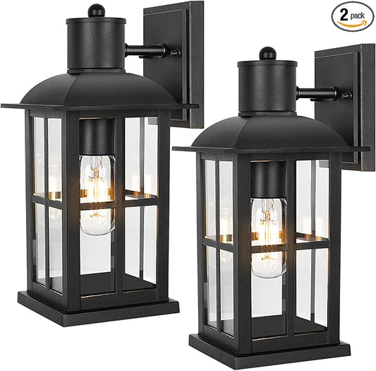 13in Outdoor Wall Lights, Anti-Rust 100% Aluminum Exterior Light Fixtures, Outdoor Wall Lanterns Sconce Lighting Matte Black, Outside Lights for House Wall Mount Porch Lights for Entryway Garage