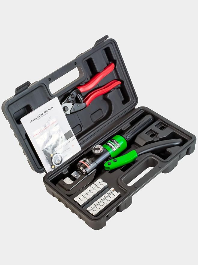 AMZCNC 1/8” Wire Rope Crimping Tool Hydraulic Hand Crimper Tool for Stainless Steel Cable Railing Fittings for 1/8" 3/16" Cable –Wire Swaging Tool 8 Ton and Stainless Steel Cable Cutter