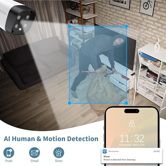 《2-Way Audio & 130°Wide Angle》Wireless Security Camera System Outdoor with 4-Antenna NVR, WiFi Cameras for Home Video Surveillance Systems