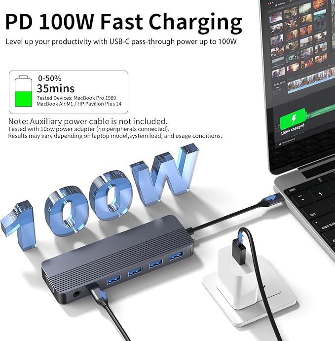 Docking Station 3 Monitors for HP/Dell/Lenovo/MacBook Laptop,13 in 1 USB C Hub, Computer Docking Station for Laptop with Dual HDMI,VGA,USB 3.0,Fast Charging Port,SD/TF Card Reader,3.5mm Audio