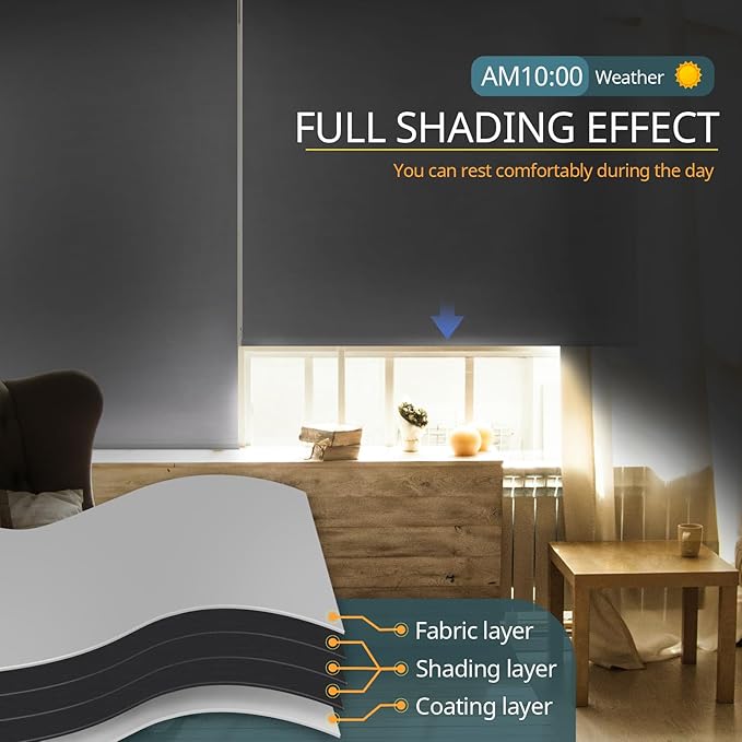 Motorized Blinds No Drill Automatic Blinds for Windows Cordless Roller Shades Electric Blinds with Remote Control Smart Blinds (White, 43 x 72)