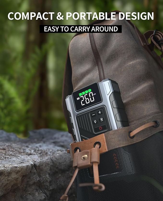 Portable Jump Starter with Air Compressor 4000A Peak with 150PSI Tire Inflator, Jump Box for 12V Car Battery Power Booster Pack (Up 8.0L Gas/6.5L Diesel Engine)