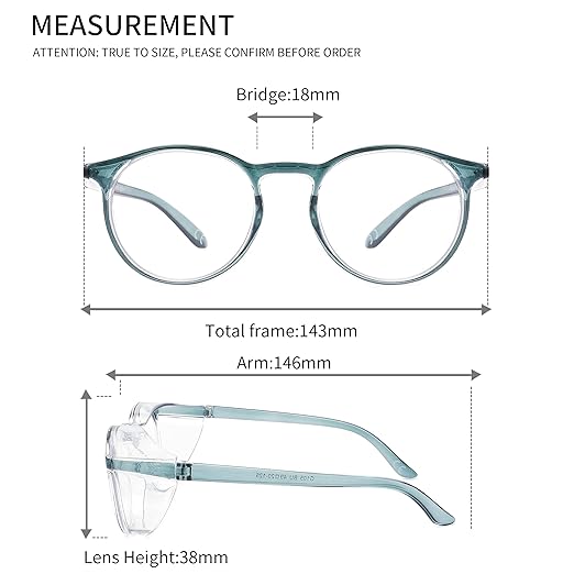 Alsenor Safety Glasses Anti Fog Goggles Protective Eyewear Blue Light Blocking Anti Dust UV Protection Glasses For Men Women (Round-NewBlue)