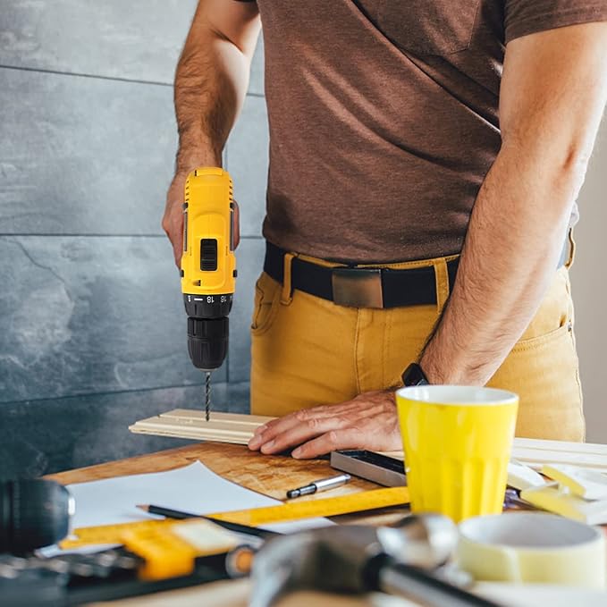 KREBS 20V Cordless Drill Electric Power Drill Set 3/8” Keyless Chuck 265 in-lbs Torque 18+1 Position Drill Driver Kit LED Light 88pcs Accessories for Furniture Assembly, DIY Project, Home Improvement.