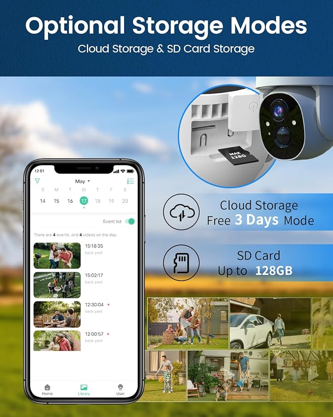 Solar Security Cameras Wireless Outdoor,360° View Battery Powered with Spotlight Color Night Vision,2K WiFi Home Security,PIR Sensor,Wireless Easy Install, 2.4 GHz Wi-Fi