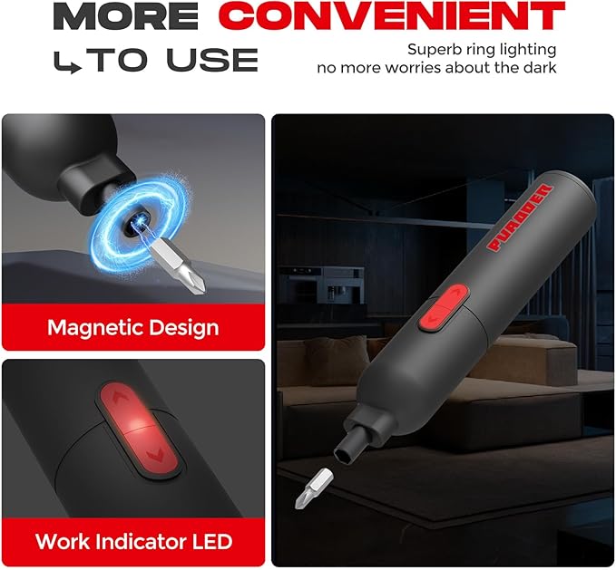 Electric Screwdriver Cordless,3.6V Screwdriver Set Rechargeable,Multitool Magnetic Screwdriver Bits,20 Pieces Screw Gun Gifts for Men (Black)