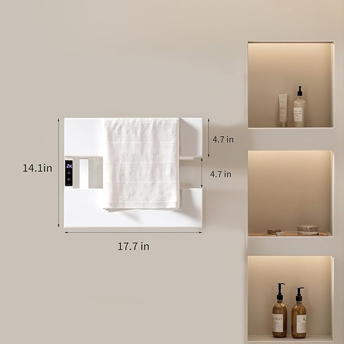 Electric Heated Towel Warmer Rack - Wall-Mounted with Timer & Temperature Control, Plug-in/Hardwired, Fast Heating, Smart Touch Panel