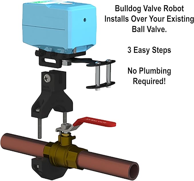 EVC300-HCLXL-SK9 Bulldog-JW WiFi Valve Robot, Auto Water Shutoff, Leak Detection, Hassle-Free Install, No Plumbing Needed, Supports 3-20 Sensors, Smart Home