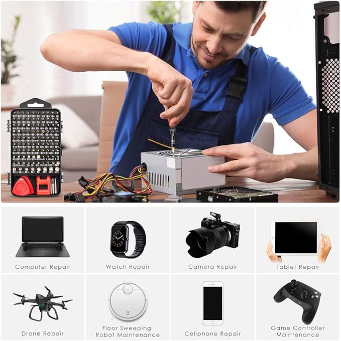 SHARDEN Precision Screwdriver Set, 122 in 1 Electronics Magnetic Repair Tool Kit with Case for Repair Computer, iPhone, PC, Cellphone, Laptop, Nintendo, PS4, Game Console, Watch, Glasses etc (Red)