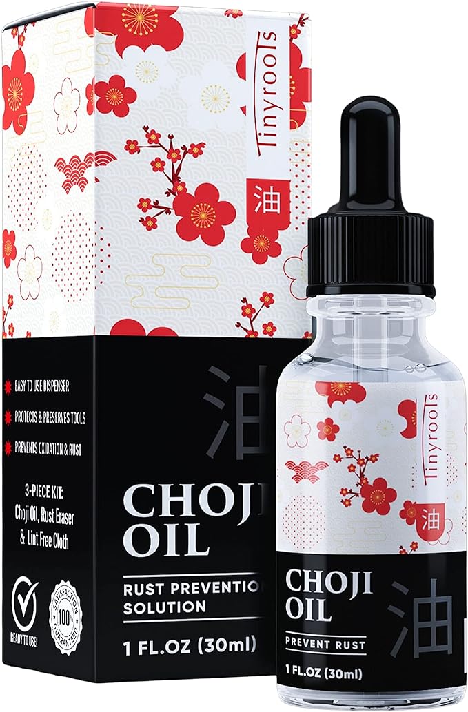 Tinyroots Choji Oil Tool Cleaning Kit, Simply Wipe the Knife Oil on to Restore Your Sword, Knives, Bonsai Tools, Includes Rust Eraser and Lint Free Cloth