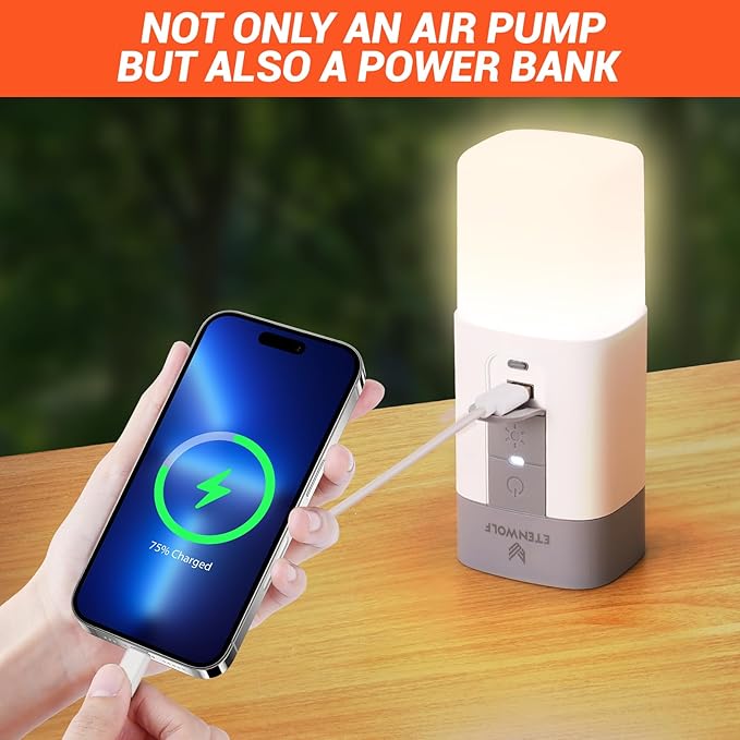 ETENWOLF AIR 5 PRO MAX Air Pump for Inflatables, Portable Electric Air Pump with 10400 mAh Battery, 4X Quick Inflator & Deflator, 720 L/min Pump for Pool Floats, Vacuum Storage Bags