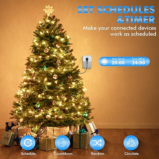 Smart Life Wi-Fi Outlet Compatible with Alexa, Google Home & Echo, Smart Plug with Timer Function & Group Controller,15 Amp Indoor Socket, 2.4G Wi-Fi Only, White, 4 Pack