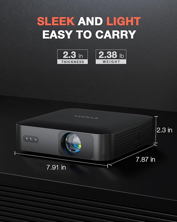 【360°Adjustable Stand & Auto Focus/Keystone】Mini Projector with WiFi and Bluetooth, Native 1080P Portable Outdoor Movie Projector, VOPLLS Home Projector 4K Support for HDMI/USB/AV/Phone/Laptop