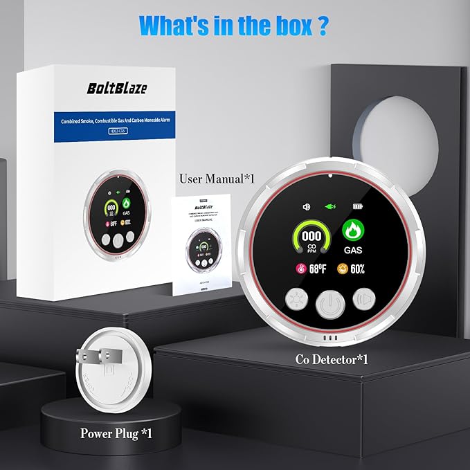 2 Pack 4-in-1 Carbon Monoxide Detectors & Natural Gas Leak Detector, Portable Carbon Monoxide Detectors Plug in & Battery Backup-Hotel and Travel Safety, RV, Home