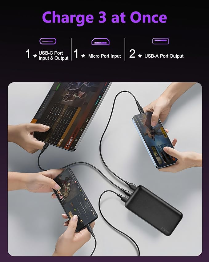 Miady Portable Charger, 2-Pack 20000mAh Battery Pack PD 22.5W USB Output Ports and Type C Fast in&Out Travel Fast Charging Power Bank Compatible with iPhone 16/15/14/13/12/X Galaxy 24/22 iPad Android