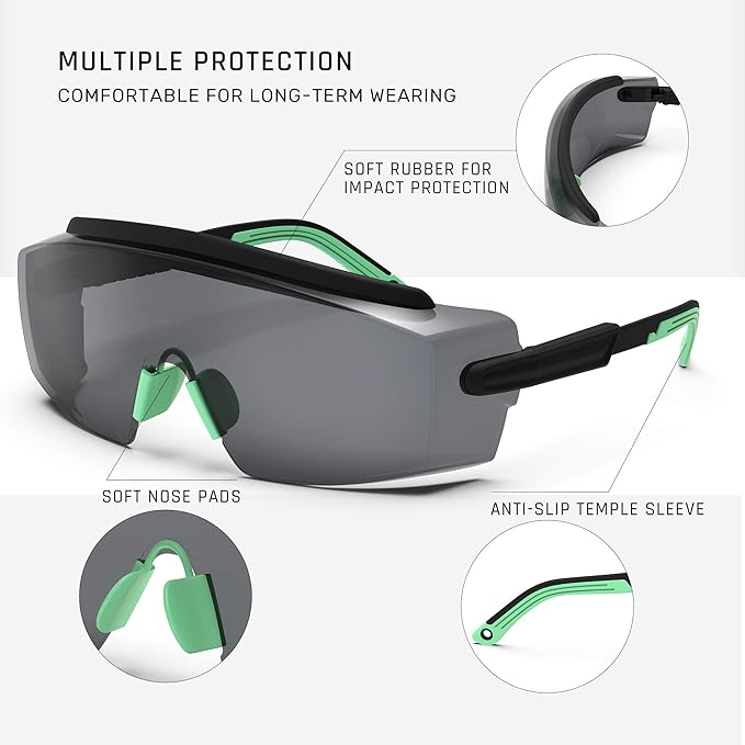 Anti Fog Safety Glasses Safety Goggles Over Glasses Protective Glasses with Anti Scratch Lenses Adjustable
