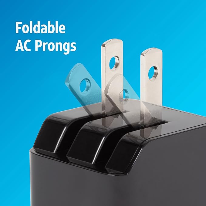 AT&T USB-C Fast Charging Wall Charger Cube Foldable Power Adapter Plug Brick Compatible w/iPhone 15/16/Plus/Pro/Pro Max, Galaxy S25/S24/Plus/Ultra 20W Black