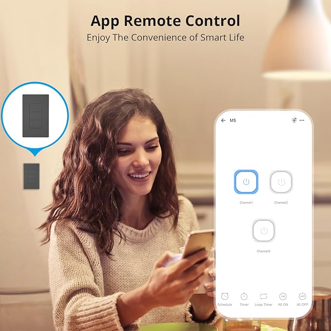 SONOFF Smart Light Switch, 2.4GHz WiFi, Neutral Wire Required Interruptor Inteligente, Voice Control with Alexa and Google Home, M5 3C
