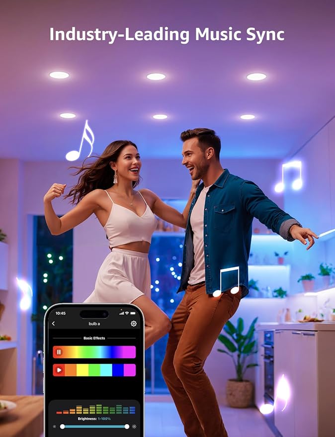 Lepro BR1 AI LED Smart Bulbs - AI Generated Lighting, LightGPM 2 with LLM, LightBeats Music Sync, Voice Control Via App, RGBWW Colors, Compatible with Alexa & Google Assistant, BR30 E26 8W, 4 Packs