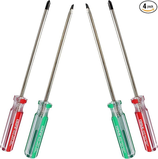 4PCS Magnetic Screwdriver Set, 5mm Magnetic Phillips & Slotted Bits Screwdriver Set, with 5 Inch Steel Shaft and Comfortable Handle for DIY Repairing, Red/Green