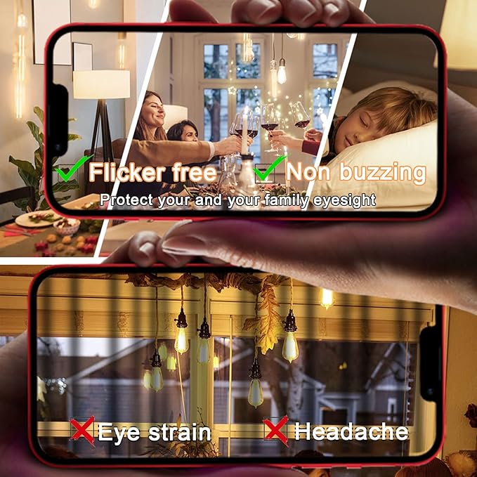 7.3 Inch E26 Led Bulb 6W Dimmable, 2700K Soft White Edison Bulbs 800LM, Equal 80 Watt Tubular T10 T9 Long Clear Glass Light Bulb for Rustic Pendant Pipe Wall Sconces Chandeliers - 6Pack