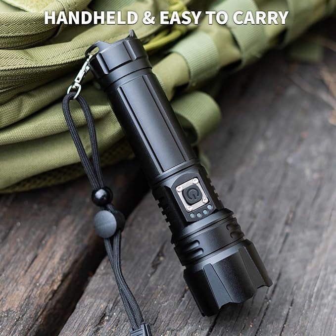 Rechargeable Flashlights High Lumens, 90,000 Lumen Super Bright Led Flashlight with USB Cable, 5 Modes Powerful Flashlight Waterproof Flash Light for Home Camping - 2 Pack