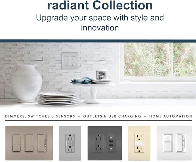 Legrand radiant 1597GRYCCD12 15 Amp GFCI Self Test Decorator Duplex Outlet, Gray (1 Count)