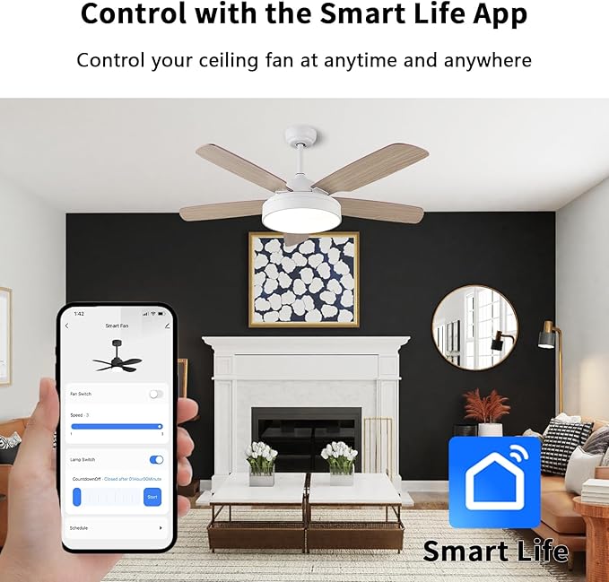 Universal Smart WiFi Ceiling Fan Remote Control Kit, Compatible with Alexa, Google Assistant and Smart Life App, No Hub Required DIMMER