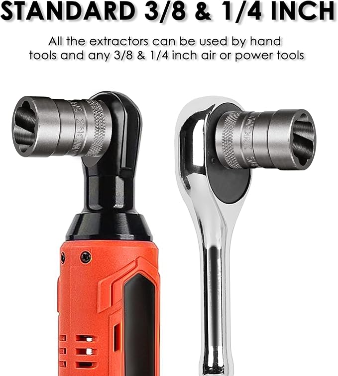 THINKWORK Bolt Extractor Kit, 32-Piece Nut Extractor Socket Set, 1/4" & 3/8" Drive Rounded Bolt Remover, Lug Nut Removal Tool for Damaged, Rusted, Rounded-Off, Stripped Fasteners