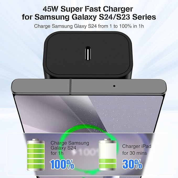 45W Samsung Super Fast Charger for S24, Type C Charger Fast Charging Block &3FT USBC to USBC Cable 2Pack for Galaxy S24 Ultra/S24+/S23 S22 S21 Ultra/Plus, Tab S8/S7/A8/A7, Android Phone Charger Cord