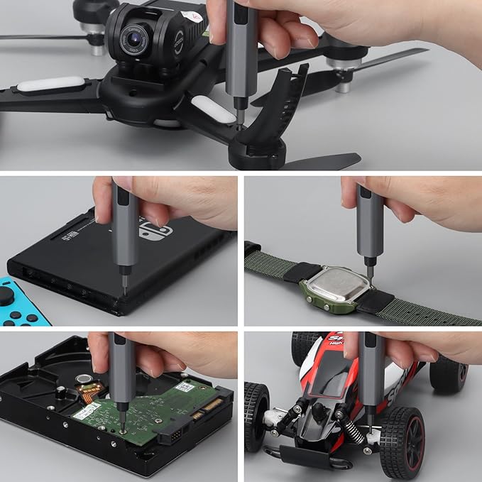 SHARDEN Mini Electric Screwdriver, 29 in 1 Small Electric Screw Driver Kit with 24 Magnetic Bits, Precision Cordless Repair Tool for Phone, Camera, Laptop, Watch