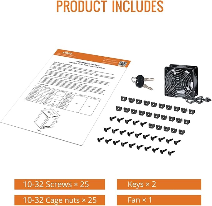 Tecmojo 18U Wall Mount Rack Network Cabinet for 19" IT Equipment,with Lockable Mesh Door and Side Panels,Cooling Fan,Black,17.7inch Depth for AV/Computer/Electronics Equipment Data Rack
