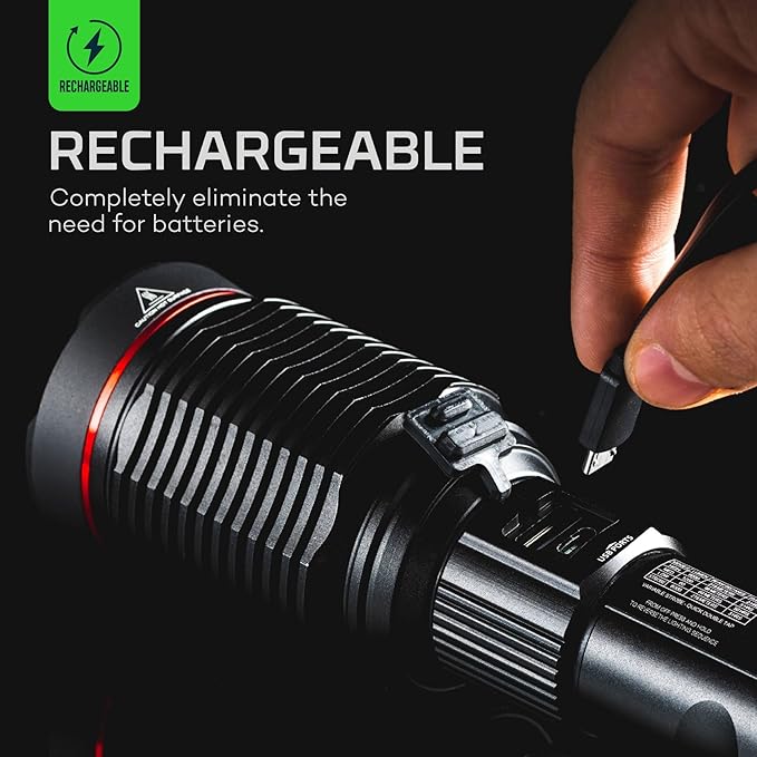 NEBO Redline 6K Rechargeable Flashlight | 6000 Lumens, 4 Light Modes, Durable Metal & Waterproof, Bright Tactical Light for Camping, Hunting & EDC, Includes Charging Cable