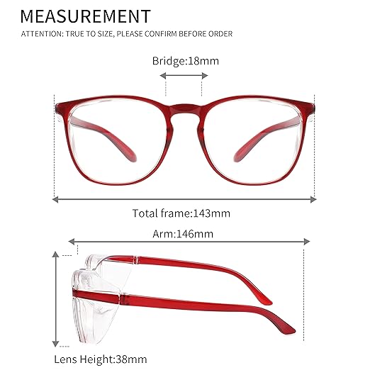 Alsenor Safety Glasses Anti Fog Goggles Protective Eyewear Blue Light Blocking Anti Dust UV Protection Glasses For Men Women (Red)