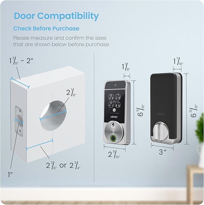 Lockly Visage Zeno Series Smart Lock, Facial Recognition & Fingerprint Keyless Entry Door Lock, Built-in Wi-Fi Deadbolt with Apple Home Key, PIN Genie Keypad, App Remote Control, Easy Installation