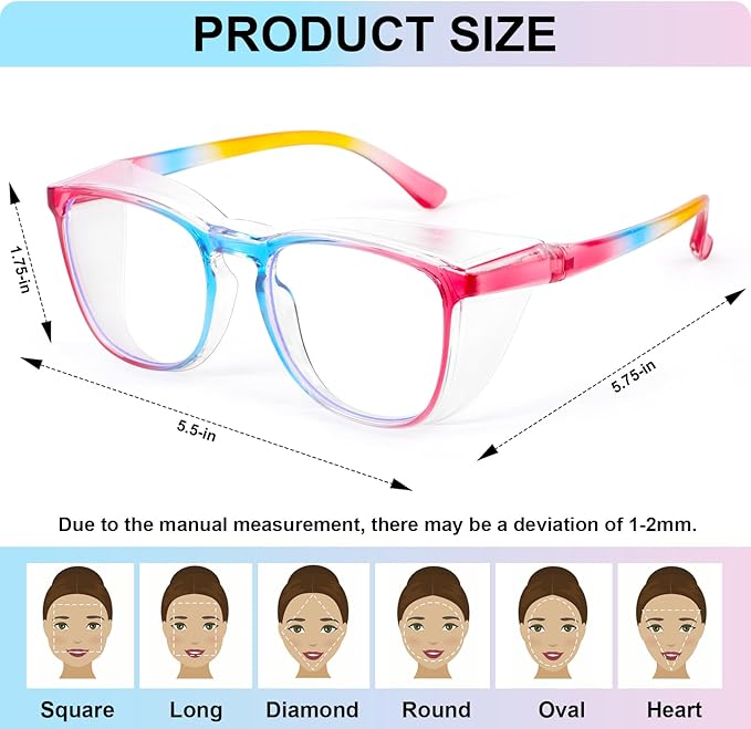 OXG 4 Pack Safety Glasses Anti Fog Goggles, Blue Light Blocking Stylish Safety Glasses for Women Nurses Protective Eyewear