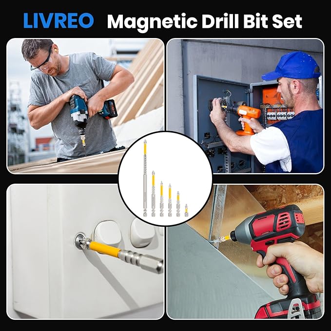 High Magnetic Screwdriver Drill Bit Set, K5 Impact Resistant Non Slip Bit, Strong Magnetic Drill Bit Set, Anti-Slip Magnetic Electric Screwdriver Set, 25 50 65 70 90 150mm (6Pcs)