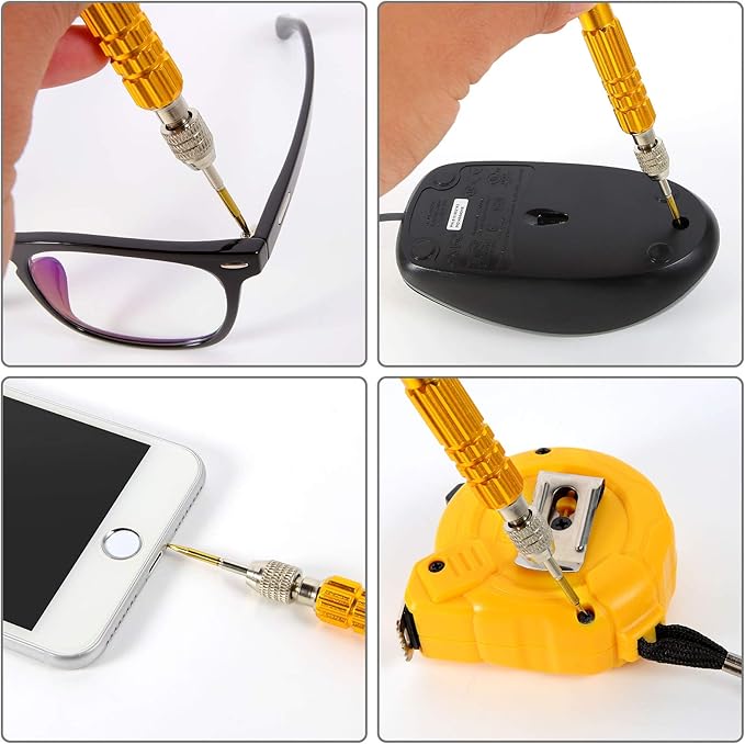 Small Screwdriver Watch Glasses Mini Set, Micro Precision Tiny Screwdriver Set Small Screwdriver Set for Electronics Eyeglass (gold)