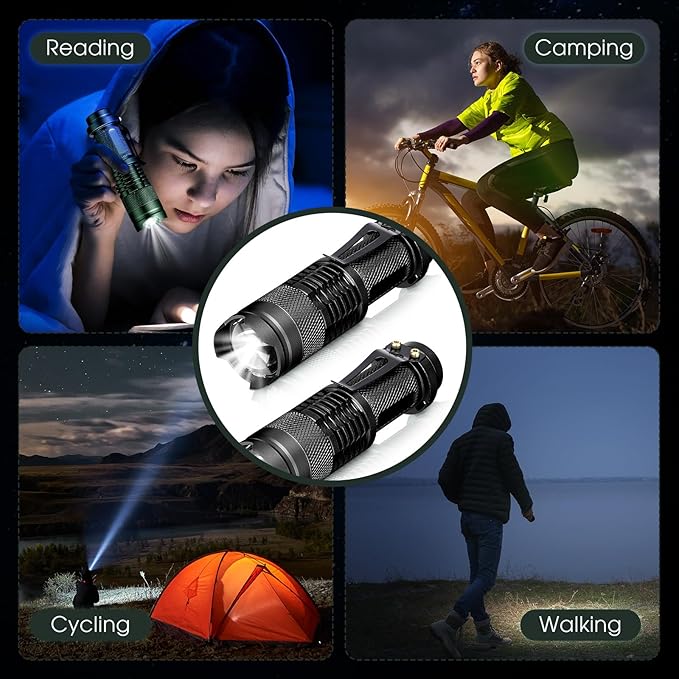 Fumete 20 Pieces LED Flashlight Mini 3 Mode Tactical Torch Small Water Resistant Pocket Flash Light Adjustable Focus Light Pen for Men, Father, Indoor Outdoor Hiking(Multicolor 2)