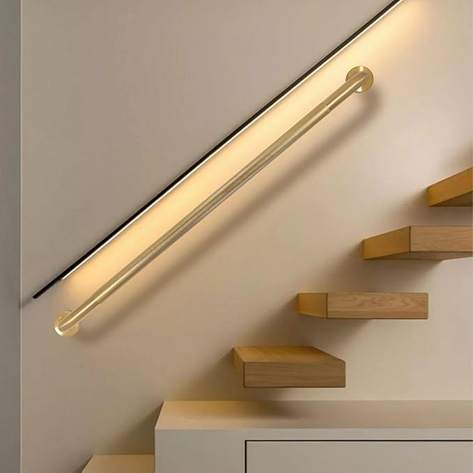 Shower Grab Bar, 2 Pack 39.4 Inch Gold Bathroom Grab Bar, 1.25" Diameter 304 Stainless Steel Anti-Slip Grab Bars for Bathtubs and Showers, Handicap Shower Grab Bar for Seniors Elderly