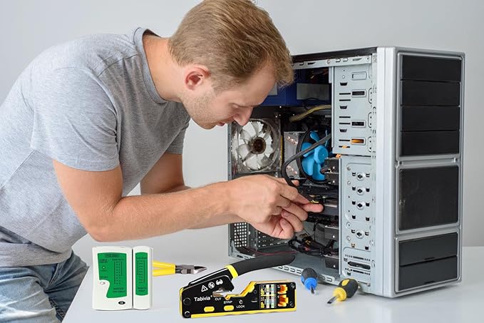 RJ45 Crimp Tool Pass Through Ethernet Crimping ToolKit Cat6 Cat5e Cat6a RJ45 Crimper