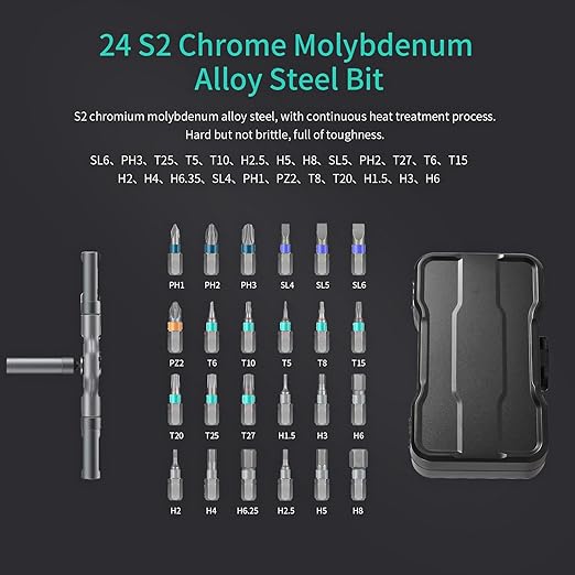 24 in 1 Magnetic Screwdriver Set, DIY Ratchet Screwdriver Set, Multi Bit Magnetic Drive Set with Detachable Ratchet Handle, Portable Precision Repair Tool Kit for Furniture Computer Bicycle