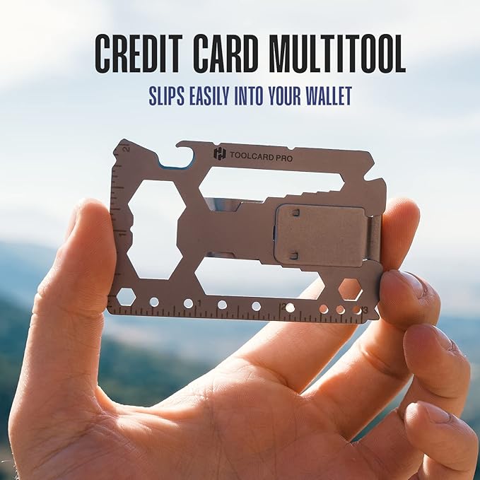 Multitool Card - Credit Card Multitool - Wallet Size Slim, Minimalist, Stainless Steel - Multipurpose Survival Card With Can Opener, Screwdrivers, Wrench, Ruler, Money clip by Hayvenhurst