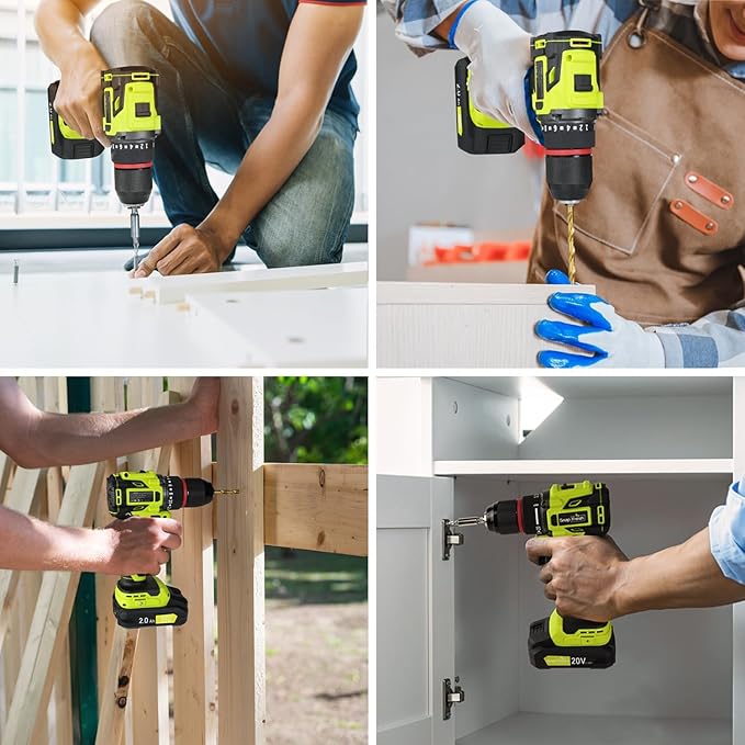 SnapFresh 20V Cordless Brushless Drill Driver, 1/2" Compact Power Drill Set with 500 in-lbs Torque, 20+1 Clutch & 2 Variable Speeds, LED, 2.0Ah Battery & Fast Charger, Electric Tool Kit for Home & DIY