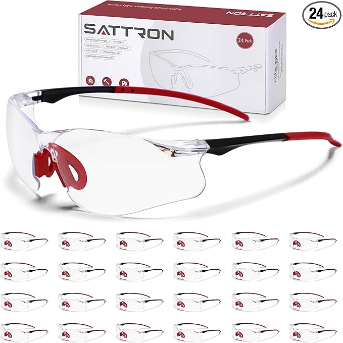 Clear Safety Glasses 24 Pack, Protective Eyewear UV Protection ANSI Z87.1, Safety Goggles Scratch & Impact Resistant, Eye Protection with Nose Pads for Men & Women Construction, Shooting, Lab Work