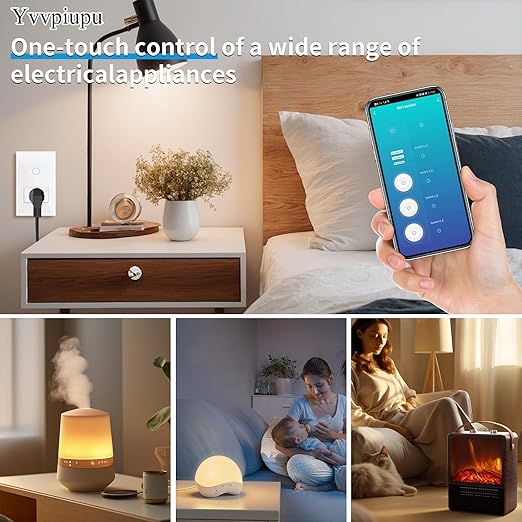 Smart WiFi Light Switch, No Hub Required, Compatible with Alexa and Google Assistant, Single Pole, White (Black)