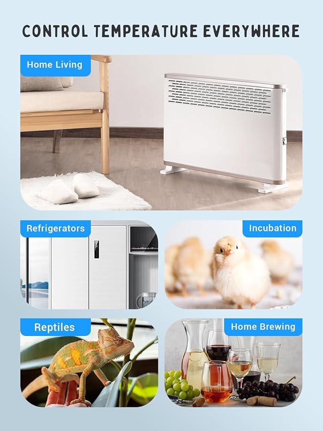 INKBIRD Plug in Thermostat WiFi 1800W 15A Heating Cooling Timer Countdown Mode